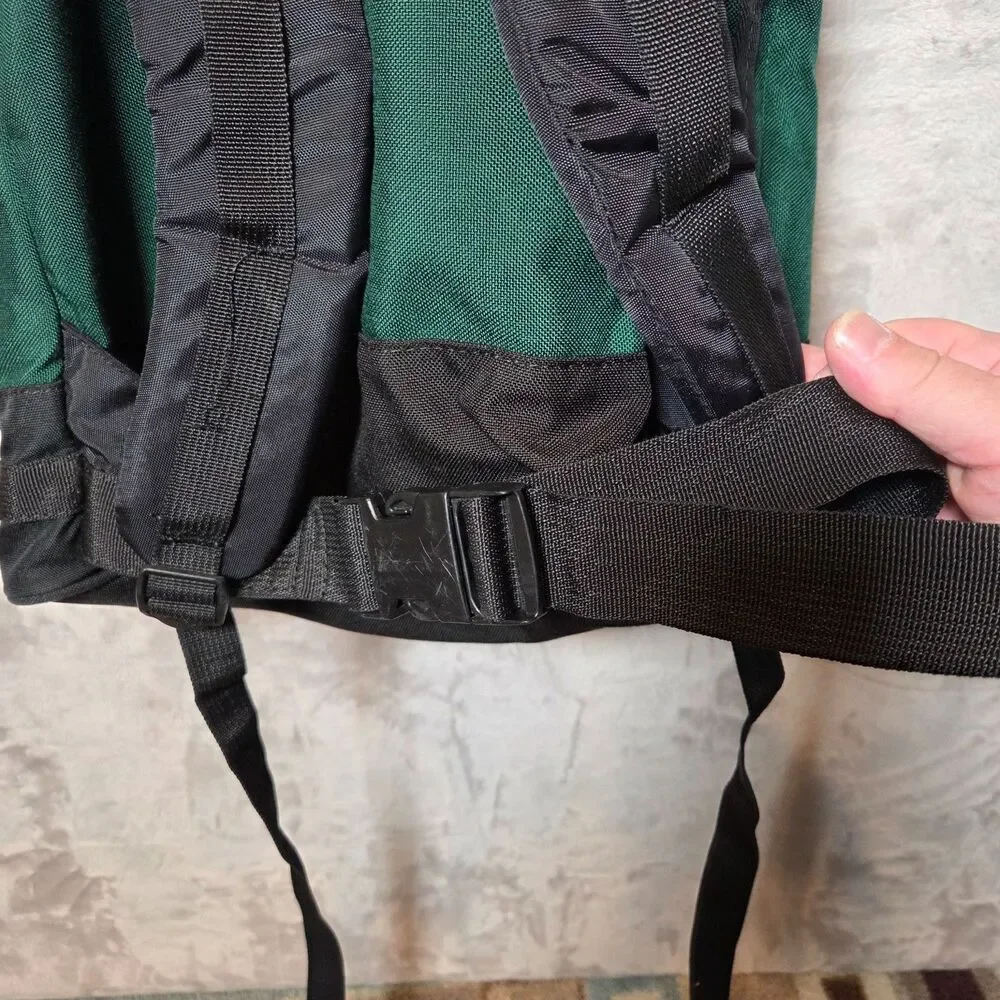 Vintage 90s Eastpak Backpack USA Green Travel Hiking Utility Pack